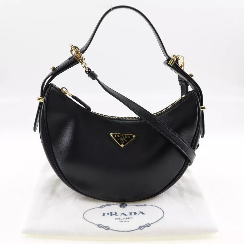 PRADA Arche Shoulder Bag 1BC194 2WAYShoulder black Calfskin Women - Picture 9 of 10